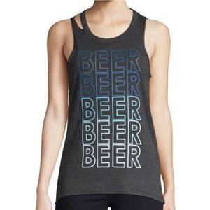 NWT Chaser Women’s Tank top Beer, Beer Beer, Beer. SZ Medium Gray Blue Open Back